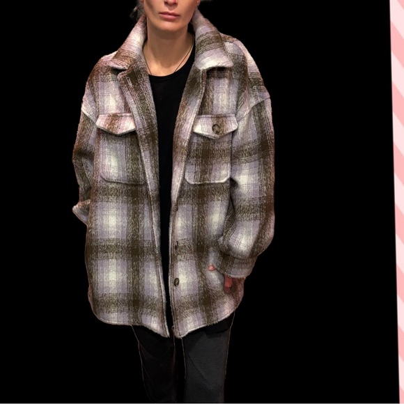 bagatelle Jackets & Blazers - bagatelle purple & cream Plaid Jacket